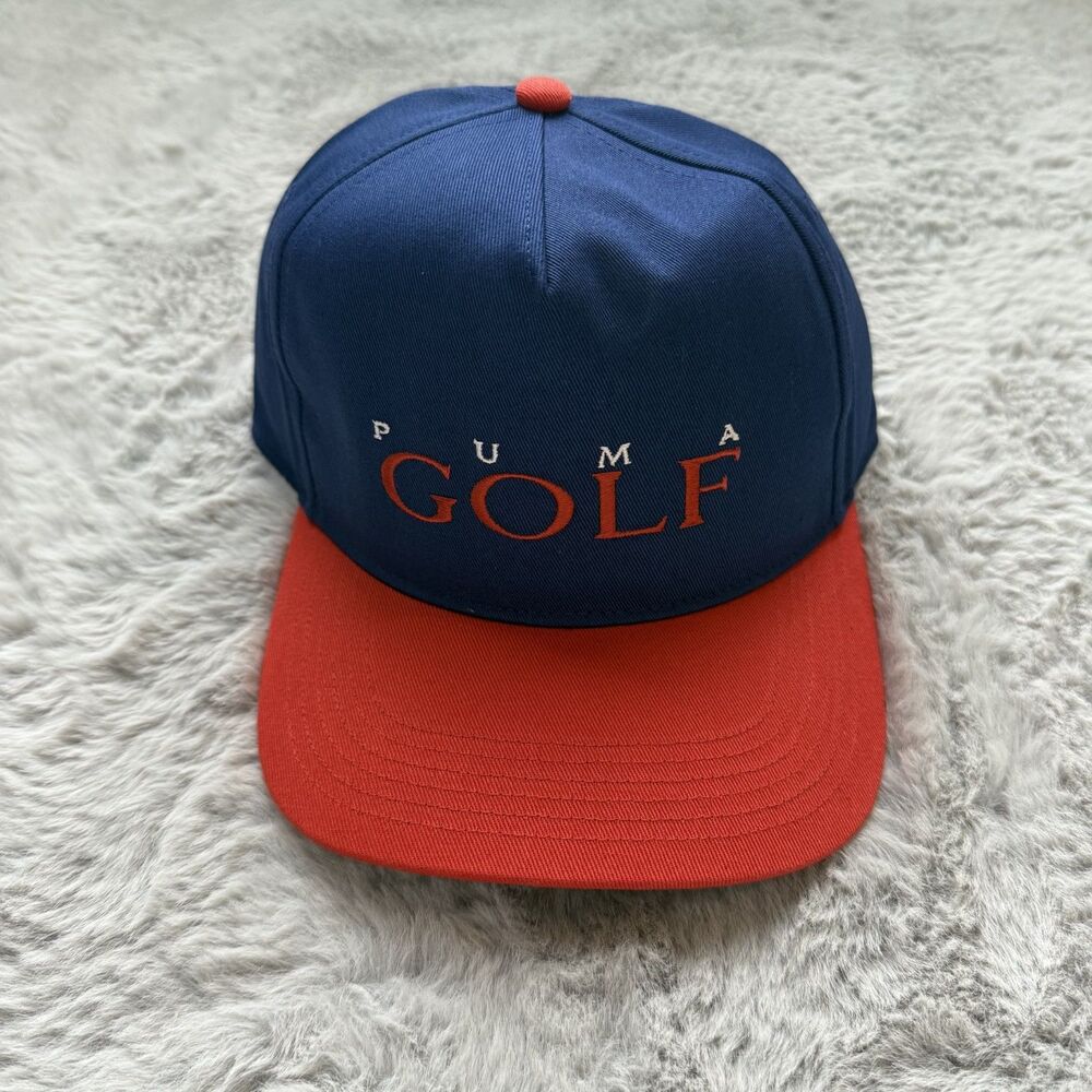 NWT PUMA GOLF HOBE CAP EMBROIDERED SNAPBACK NAVY ORANGE